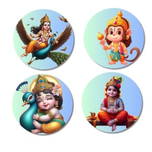 Kartikeya, Hanuman, and Krishna. Fridge Magnets 4 Piece Set | 3 Inch Round Wall Fridge Decor (F22819) Kartikeya, Hanuman, and Krishna. Fridge Magnets 4 Piece Set | 3 Inch Round Wall Fridge Decor (F22819)