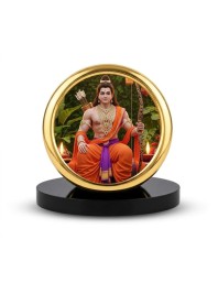 Car Desk/Table Top Lord Rama Metal Golden Photo Stand 2x2 Inches, Compact & Stylish Spiritual Display for Car, Home & Office (Pack of 1) (F18530)