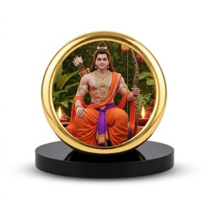 Car Desk/Table Top Lord Rama Metal Golden Photo Stand 2x2 Inches, Compact & Stylish Spiritual Display for Car, Home & Office (Pack of 1) (F18530)