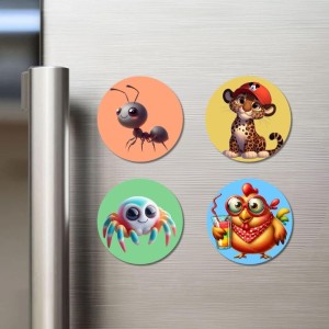 Horse, Raccoon, Bee, and Hippo. Fridge Magnets 4 Piece Set | 3 Inch Round Wall Fridge Decor (F22957) Horse, Raccoon, Bee, and Hippo. Fridge Magnets 4 Piece Set | 3 Inch Round Wall Fridge Decor (F22957)
