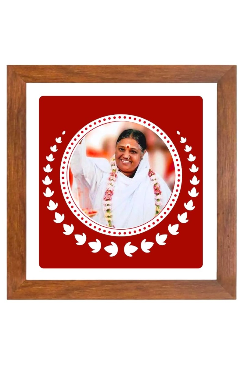 Mata Amritanandamayi Digital Photo In Square Frame, Size 14x14 Inch | Hindu Religious Picture For Home Temple, Office & Gift | Wall Art & Pooja Decor (F10560)