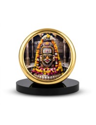 Car Desk/Table Top Mahakal Metal Golden Photo Stand 2x2 Inches, Compact & Stylish Spiritual Display for Car, Home & Office (Pack of 1) (F20716)