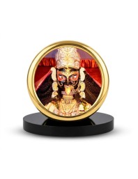 Car Desk/Table Top Kali Matha Metal Golden Photo Stand 2x2 Inches, Compact & Stylish Spiritual Display for Car, Home & Office (Pack of 1) (F18741)