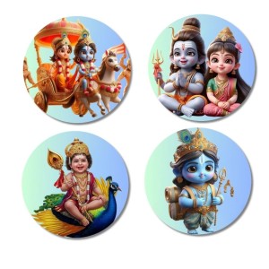 Rama, Shiva, Parvati, Kartikeya, and Krishna. Fridge Magnets 4 Piece Set | 3 Inch Round Wall Fridge Decor (F22814) Rama, Shiva, Parvati, Kartikeya, and Krishna. Fridge Magnets 4 Piece Set | 3 Inch Round Wall Fridge Decor (F22814)