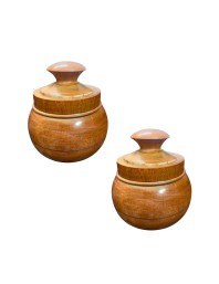 Handcrafted Wooden Jar with Lid | Multipurpose Storage Container for Kitchen, Sugar, salt,dry fruits & Home DÃ©coration (Pack of 2)