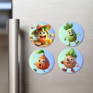 Passion Fruit, Fennel, Onion, Pineapple Fridge Magnets 4 Piece Set | 3 Inch Round Wall Fridge Decor (F23281) Passion Fruit, Fennel, Onion, Pineapple Fridge Magnets 4 Piece Set | 3 Inch Round Wall Fridge Decor (F23281)