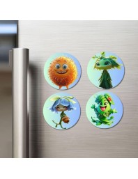 Lychee, Seaweed, Bluebell, Mint Fridge Magnets 4 Piece Set | 3 Inch Round Wall Fridge Decor (F23312)