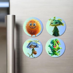Lychee, Seaweed, Bluebell, Mint Fridge Magnets 4 Piece Set | 3 Inch Round Wall Fridge Decor (F23312) Lychee, Seaweed, Bluebell, Mint Fridge Magnets 4 Piece Set | 3 Inch Round Wall Fridge Decor (F23312)
