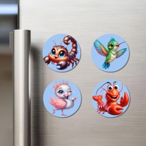 Scorpion, Hummingbird, Flamingo, and Lobster. Fridge Magnets 4 Piece Set | 3 Inch Round Wall Fridge Decor (F23069) Scorpion, Hummingbird, Flamingo, and Lobster. Fridge Magnets 4 Piece Set | 3 Inch Round Wall Fridge Decor (F23069)