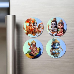 Rama, Shiva, Parvati, Kartikeya, and Krishna. Fridge Magnets 4 Piece Set | 3 Inch Round Wall Fridge Decor (F22814) Rama, Shiva, Parvati, Kartikeya, and Krishna. Fridge Magnets 4 Piece Set | 3 Inch Round Wall Fridge Decor (F22814)