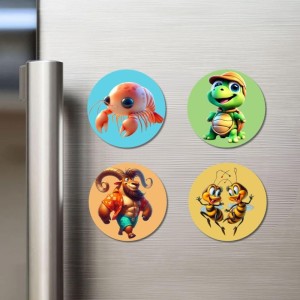 Shrimp, Turtle, Ibex, and Bees. Fridge Magnets 4 Piece Set | 3 Inch Round Wall Fridge Decor (F22941) Shrimp, Turtle, Ibex, and Bees. Fridge Magnets 4 Piece Set | 3 Inch Round Wall Fridge Decor (F22941)