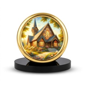 Car Desk/Table Top Beautiful Church Metal Golden Photo Stand 2x2 Inches, Compact & Stylish Spiritual Display for Car, Home & Office (Pack of 1) (F18724) Car Desk/Table Top Beautiful Church Metal Golden Photo Stand 2x2 Inches, Compact & Stylish Spiritual Display for Car, Home & Office (Pack of 1) (F18724)