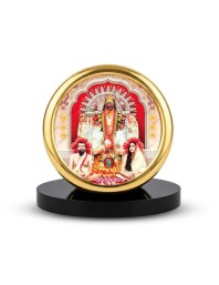 Car Desk/Table Top Kali Matha and Ramakrishna Paramahamsa Metal Golden Photo Stand 2x2 Inches, Compact & Stylish Spiritual Display for Car, Home & Office (Pack of 1) (F18696)