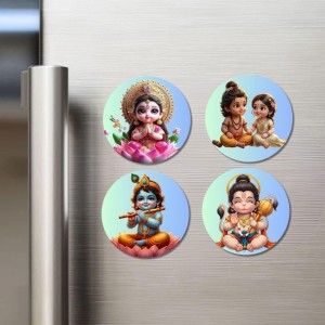 Lakshmi, Rama, Sita, Krishna, and Hanuman. Fridge Magnets 4 Piece Set | 3 Inch Round Wall Fridge Decor (F23193) Lakshmi, Rama, Sita, Krishna, and Hanuman. Fridge Magnets 4 Piece Set | 3 Inch Round Wall Fridge Decor (F23193)