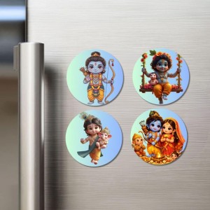 Rama, Krishna, Sita, and Hanuman. Fridge Magnets 4 Piece Set | 3 Inch Round Wall Fridge Decor (F22840) Rama, Krishna, Sita, and Hanuman. Fridge Magnets 4 Piece Set | 3 Inch Round Wall Fridge Decor (F22840)