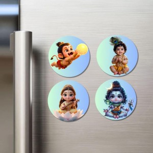 Hanuman, Krishna, Lakshmi, Shiva Fridge Magnets 4 Piece Set | 3 Inch Round Wall Fridge Decor (F23251) Hanuman, Krishna, Lakshmi, Shiva Fridge Magnets 4 Piece Set | 3 Inch Round Wall Fridge Decor (F23251)