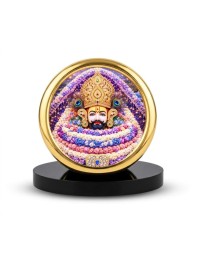 Car Desk/Table Top Khatu Shyam Metal Golden Photo Stand 2x2 Inches, Compact & Stylish Spiritual Display for Car, Home & Office (Pack of 1) (F18804)