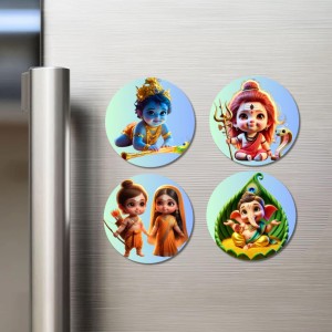 Kartikeya, Shiva, Krishna, Rama, Sita, and Ganesha. Fridge Magnets 4 Piece Set | 3 Inch Round Wall Fridge Decor (F22771) Kartikeya, Shiva, Krishna, Rama, Sita, and Ganesha. Fridge Magnets 4 Piece Set | 3 Inch Round Wall Fridge Decor (F22771)