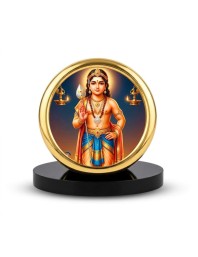 Car Desk/Table Top Lord Karthikeya Metal Golden Photo Stand 2x2 Inches, Compact & Stylish Spiritual Display for Car, Home & Office (Pack of 1) (F18793)