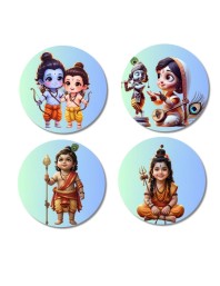 RamÃ¢â‚¬â€œLakshman, ShivaÃ¢â‚¬â€œParvati, Kartikeya, Shiva Fridge Magnets 4 Piece Set | 3 Inch Round Wall Fridge Decor (F23262)