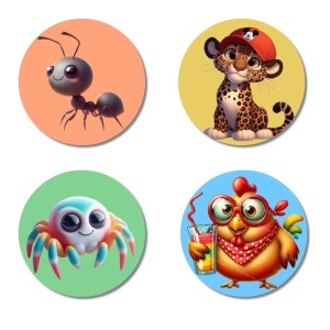Horse, Raccoon, Bee, and Hippo. Fridge Magnets 4 Piece Set | 3 Inch Round Wall Fridge Decor (F22957) Horse, Raccoon, Bee, and Hippo. Fridge Magnets 4 Piece Set | 3 Inch Round Wall Fridge Decor (F22957)