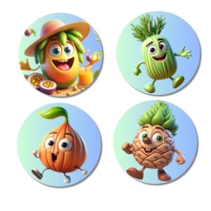 Passion Fruit, Fennel, Onion, Pineapple Fridge Magnets 4 Piece Set | 3 Inch Round Wall Fridge Decor (F23281) Passion Fruit, Fennel, Onion, Pineapple Fridge Magnets 4 Piece Set | 3 Inch Round Wall Fridge Decor (F23281)