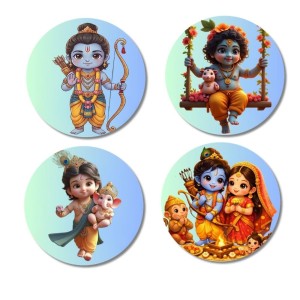 Rama, Krishna, Sita, and Hanuman. Fridge Magnets 4 Piece Set | 3 Inch Round Wall Fridge Decor (F22840) Rama, Krishna, Sita, and Hanuman. Fridge Magnets 4 Piece Set | 3 Inch Round Wall Fridge Decor (F22840)