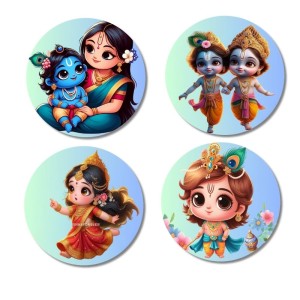 Krishna, Yashoda, and Radha. Fridge Magnets 4 Piece Set | 3 Inch Round Wall Fridge Decor (F22779) Krishna, Yashoda, and Radha. Fridge Magnets 4 Piece Set | 3 Inch Round Wall Fridge Decor (F22779)