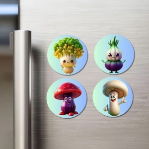 Broccoli, Onion, Mushroom, Mushroom Fridge Magnets 4 Piece Set | 3 Inch Round Wall Fridge Decor (F23305) Broccoli, Onion, Mushroom, Mushroom Fridge Magnets 4 Piece Set | 3 Inch Round Wall Fridge Decor (F23305)