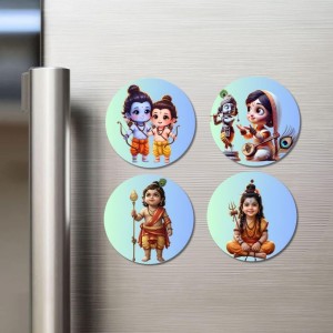 Ram–Lakshman, Shiva–Parvati, Kartikeya, Shiva Fridge Magnets 4 Piece Set | 3 Inch Round Wall Fridge Decor (F23262) Ram–Lakshman, Shiva–Parvati, Kartikeya, Shiva Fridge Magnets 4 Piece Set | 3 Inch Round Wall Fridge Decor (F23262)