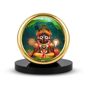 Car Desk/Table Top Lord Jagannath Metal Golden Photo Stand 2x2 Inches, Compact & Stylish Spiritual Display for Car, Home & Office (Pack of 1) (F18753)