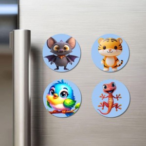 Bat, Tiger, Bird, and Lizard. Fridge Magnets 4 Piece Set | 3 Inch Round Wall Fridge Decor (F23102) Bat, Tiger, Bird, and Lizard. Fridge Magnets 4 Piece Set | 3 Inch Round Wall Fridge Decor (F23102)