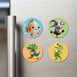 Goldfish, Goat, Crocodile, and Frog. Fridge Magnets 4 Piece Set | 3 Inch Round Wall Fridge Decor (F22858) Goldfish, Goat, Crocodile, and Frog. Fridge Magnets 4 Piece Set | 3 Inch Round Wall Fridge Decor (F22858)
