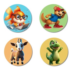 Tiger, Crab, Penguin, and Hedgehog. Fridge Magnets 4 Piece Set | 3 Inch Round Wall Fridge Decor (F22931) Tiger, Crab, Penguin, and Hedgehog. Fridge Magnets 4 Piece Set | 3 Inch Round Wall Fridge Decor (F22931)