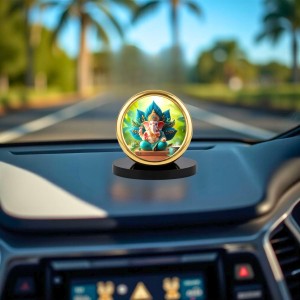 Car Desk/Table Top Lord Ganesha Metal Golden Photo Stand 2x2 Inches, Compact & Stylish Spiritual Display for Car, Home & Office (Pack of 1) (F18874) Car Desk/Table Top Lord Ganesha Metal Golden Photo Stand 2x2 Inches, Compact & Stylish Spiritual Display for Car, Home & Office (Pack of 1) (F18874)