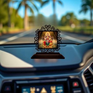 Car Desk/Table Top Goddess Lakshmi Wooden Showpiece 3x4 Inches, Compact & Stylish Spiritual Display for Car, Home & Office (Pack of 1) (F19945) Car Desk/Table Top Goddess Lakshmi Wooden Showpiece 3x4 Inches, Compact & Stylish Spiritual Display for Car, Home & Office (Pack of 1) (F19945)