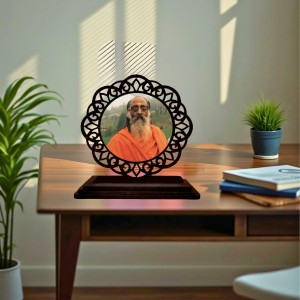 Car Desk/Table Top CHINMAYANANDA Saraswati Wooden Showpiece 3x4 Inches, Compact & Stylish Spiritual Display for Car, Home & Office (Pack of 1) (F19627)