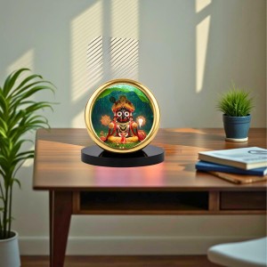 Car Desk/Table Top Lord Jagannath Metal Golden Photo Stand 2x2 Inches, Compact & Stylish Spiritual Display for Car, Home & Office (Pack of 1) (F18753)