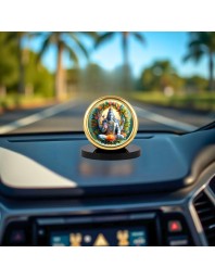 Car Desk/Table Top Lord Shiva Metal Golden Photo Stand 2x2 Inches, Compact & Stylish Spiritual Display for Car, Home & Office (Pack of 1) (F18780)
