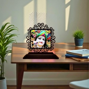 Car Desk/Table Top Lord Krishna Wooden Showpiece 3x4 Inches, Compact & Stylish Spiritual Display for Car, Home & Office (Pack of 1) (F20055) Car Desk/Table Top Lord Krishna Wooden Showpiece 3x4 Inches, Compact & Stylish Spiritual Display for Car, Home & Office (Pack of 1) (F20055)