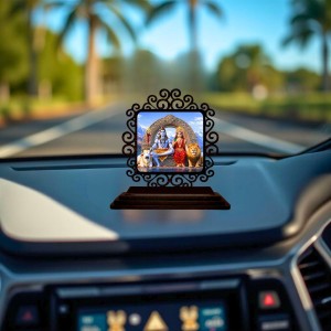Car Desk/Table Top Lord Shiva and Parvathi Wooden Showpiece 3x4 Inches, Compact & Stylish Spiritual Display for Car, Home & Office (Pack of 1) (F19798) Car Desk/Table Top Lord Shiva and Parvathi Wooden Showpiece 3x4 Inches, Compact & Stylish Spiritual Display for Car, Home & Office (Pack of 1) (F19798)