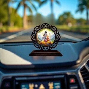 Car Desk/Table Top Lord Rama Wooden Showpiece 3x4 Inches, Compact & Stylish Spiritual Display for Car, Home & Office (Pack of 1) (F19695)