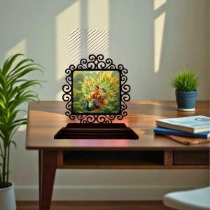 Car Desk/Table Top Lord Karthikeya Wooden Showpiece 3x4 Inches, Compact & Stylish Spiritual Display for Car, Home & Office (Pack of 1) (F20066)