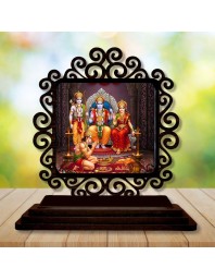 Car Desk/Table Top Lord Rama and Sita and Lakshmana Wooden Showpiece 3x4 Inches, Compact & Stylish Spiritual Display for Car, Home & Office (Pack of 1) (F20006)