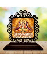 Car Desk/Table Top Lord Kubera Wooden Showpiece 3x4 Inches, Compact & Stylish Spiritual Display for Car, Home & Office (Pack of 1) (F19834)
