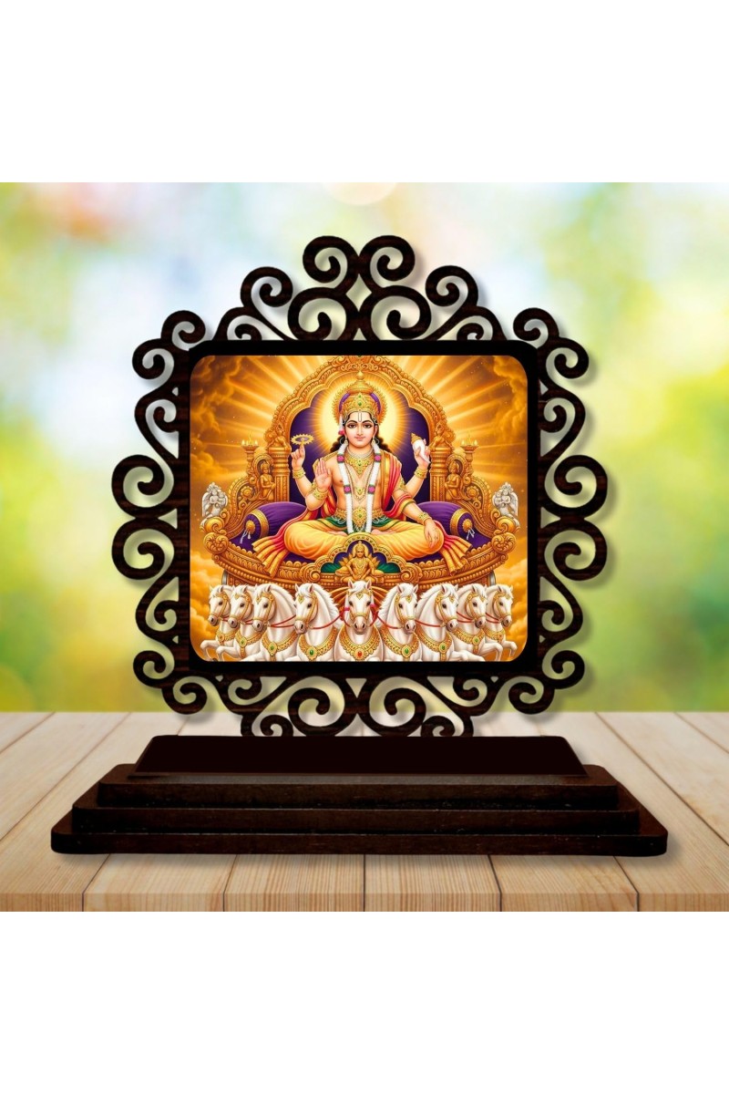 Car Desk/Table Top Lord Kubera Wooden Showpiece 3x4 Inches, Compact & Stylish Spiritual Display for Car, Home & Office (Pack of 1) (F19834)