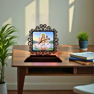 Car Desk/Table Top Lord Saraswathi Wooden Showpiece 3x4 Inches, Compact & Stylish Spiritual Display for Car, Home & Office (Pack of 1) (F19979) Car Desk/Table Top Lord Saraswathi Wooden Showpiece 3x4 Inches, Compact & Stylish Spiritual Display for Car, Home & Office (Pack of 1) (F19979)