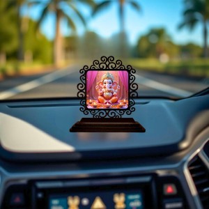 Car Desk/Table Top Lord Ganesha Wooden Showpiece 3x4 Inches, Compact & Stylish Spiritual Display for Car, Home & Office (Pack of 1) (F19973) Car Desk/Table Top Lord Ganesha Wooden Showpiece 3x4 Inches, Compact & Stylish Spiritual Display for Car, Home & Office (Pack of 1) (F19973)