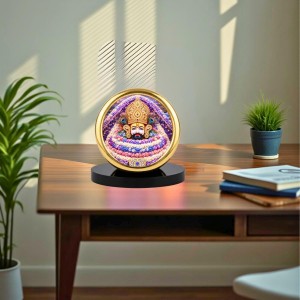 Car Desk/Table Top Khatu Shyam Metal Golden Photo Stand 2x2 Inches, Compact & Stylish Spiritual Display for Car, Home & Office (Pack of 1) (F18804)