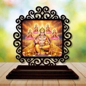 Car Desk/Table Top Lord Kubera and Lakshmi Wooden Showpiece 3x4 Inches, Compact & Stylish Spiritual Display for Car, Home & Office (Pack of 1) (F19837) Car Desk/Table Top Lord Kubera and Lakshmi Wooden Showpiece 3x4 Inches, Compact & Stylish Spiritual Display for Car, Home & Office (Pack of 1) (F19837)
